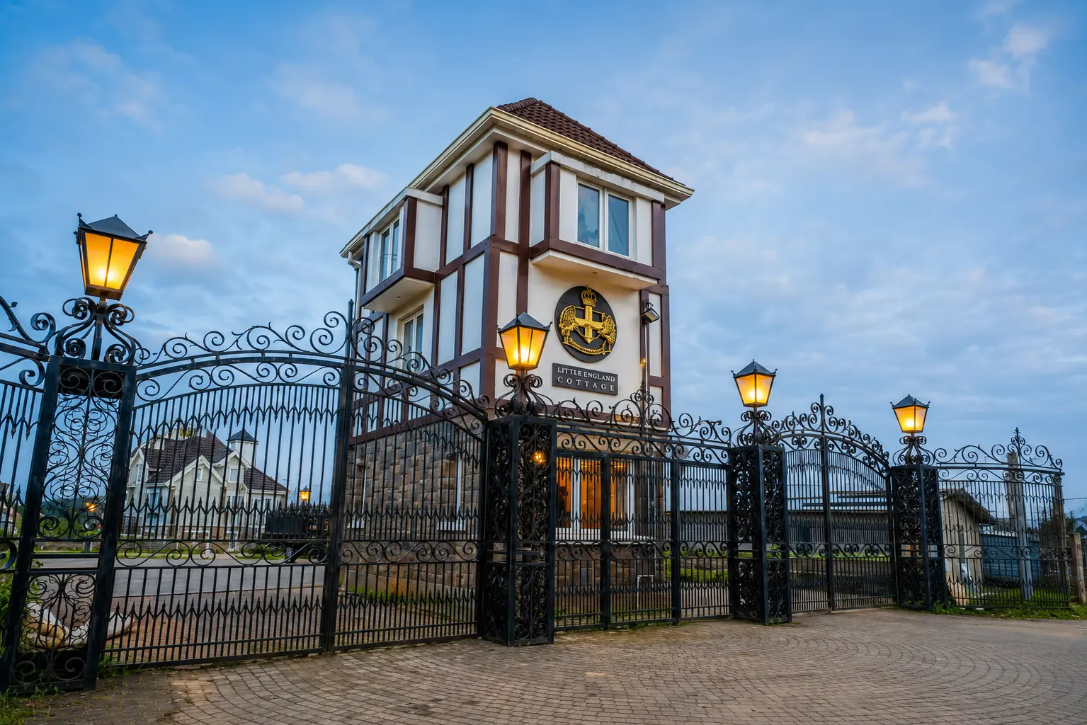 The gated entrance to Little England Cottages, home of Pedro Barn Hotel